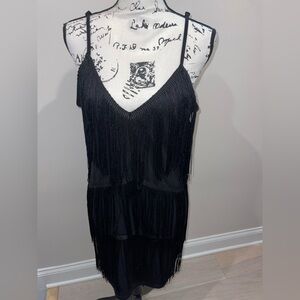 SHEIN Black Fringe Mini Dress